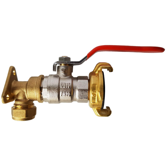 15mm Brass Wall Flange Kit with Lever Valve + Geka