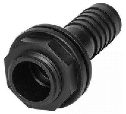 Tank Connector with Washer & Nut 1/2" BSPM - 1/2" Barb and Drill Bit