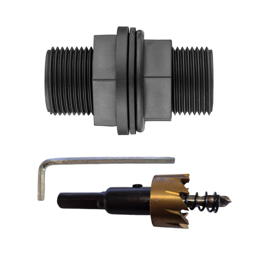 Tank Connector with Washer 3/4" BSPM and Drill Bit