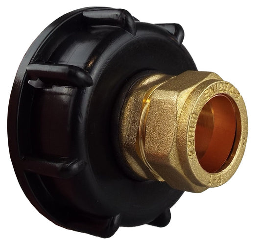 IBC 2” S60X6 Cap with Brass Compression Straight ¾” BSP – 22mm