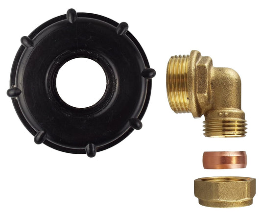 IBC 2” S60X6 Cap with Brass Compression Elbow 1” BSP – 28mm