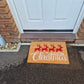 Doormat 60cm x 40cm - 'Merry Christmas' (Red/Silver)