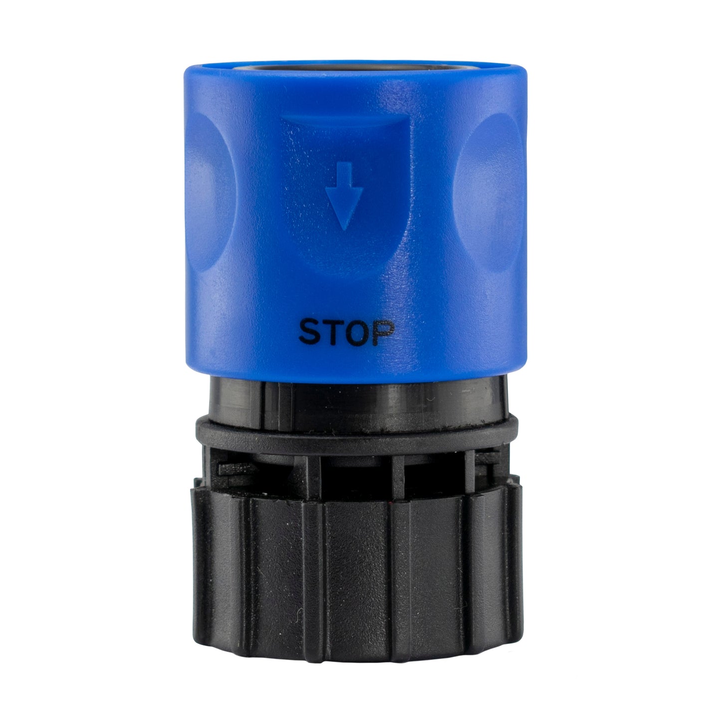 Hose Connector Blue with In-Line BSPM Valve and 4mm Barb Micro Connector