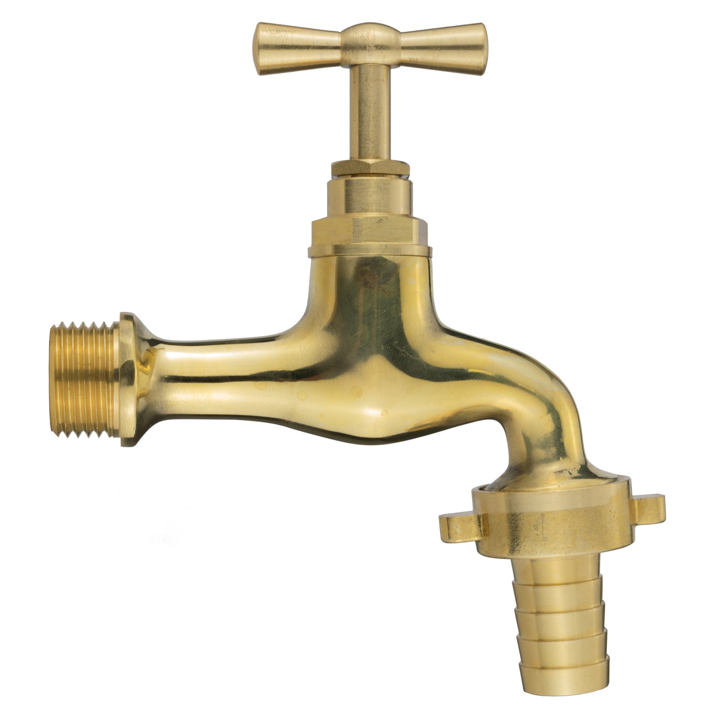 Garden Tap Polished Brass 1/2" BSPM - 19mm Barb