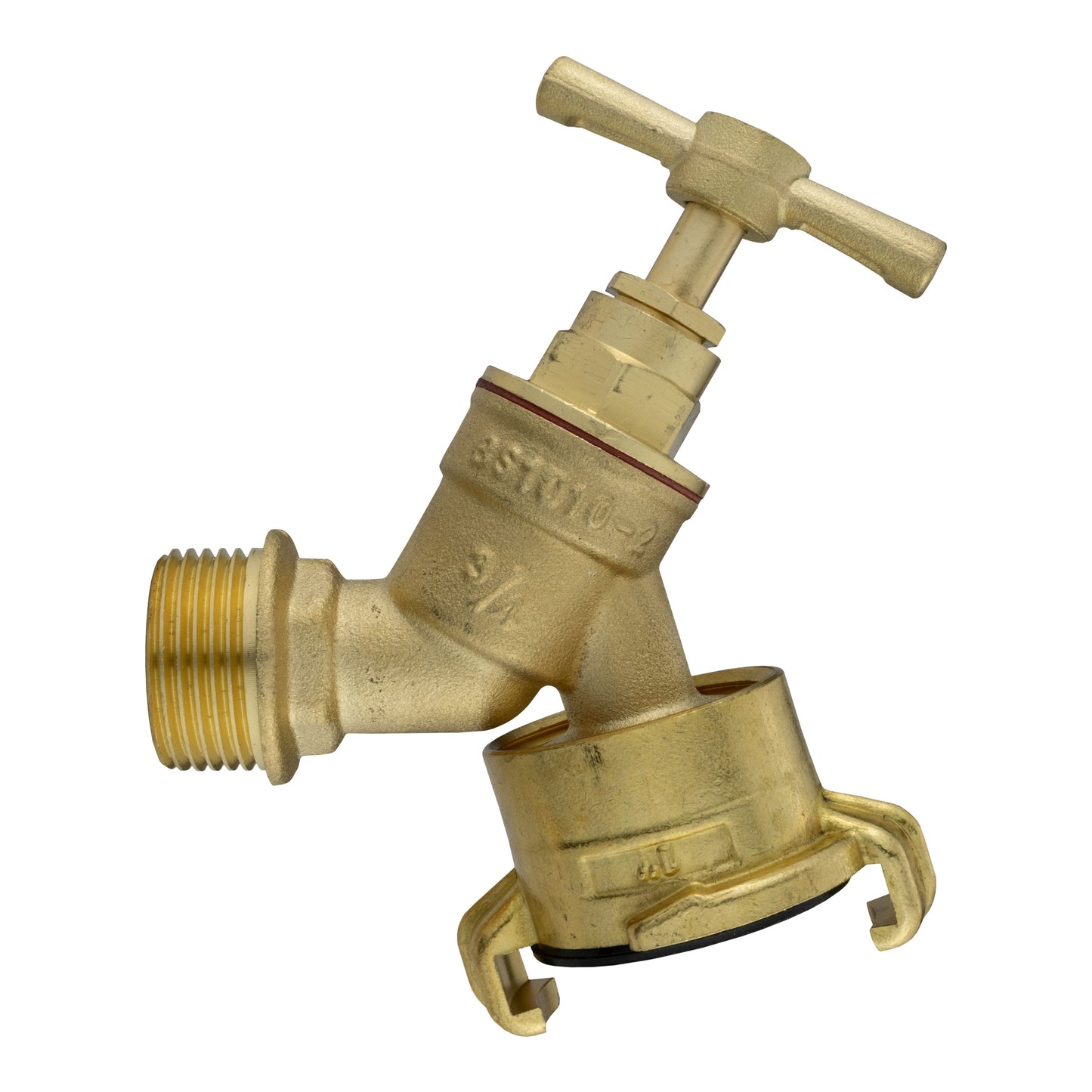 Wall Flange Kit 25mm MDPE + Brass Bib Tap with Geka Claw Outlet