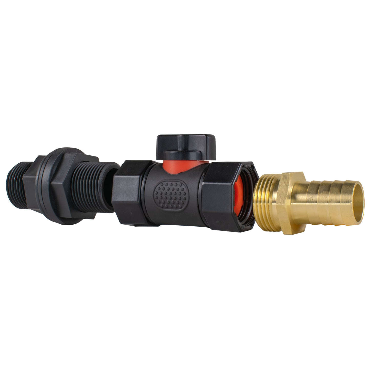 Water Butt Connector 3/4" BSP with In-Line BSPF Valve and 19mm Brass Barb