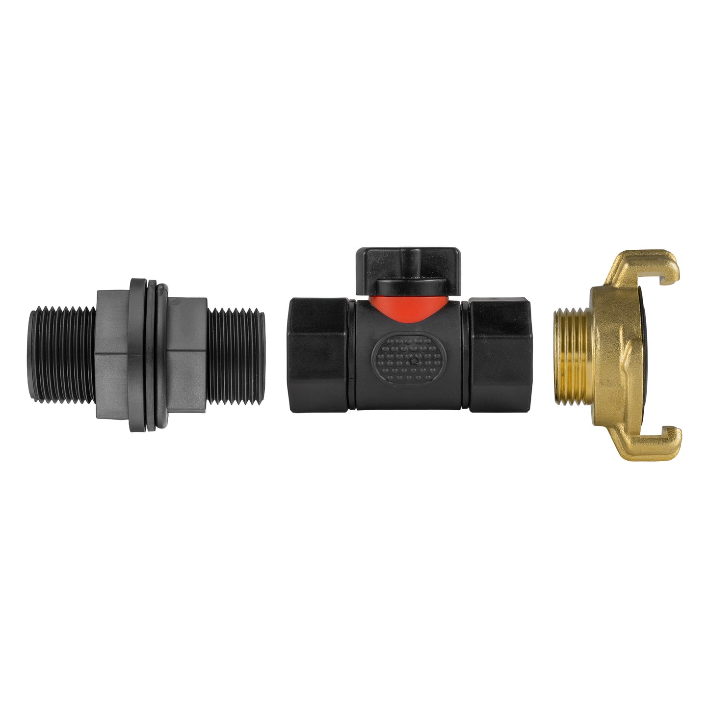 Water Butt Connector 3/4" BSP with In-Line BSPF Valve and Geka Type Connector