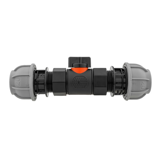 In-Line BSPF Valve with 2 x 20mm MDPE Straight Connectors