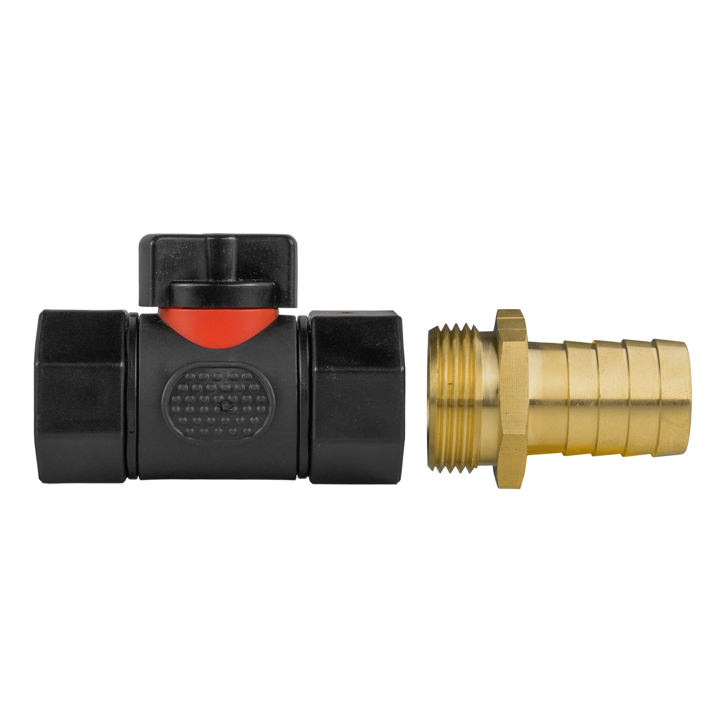 19mm Brass Barb with In-Line BSPF Threaded Valve