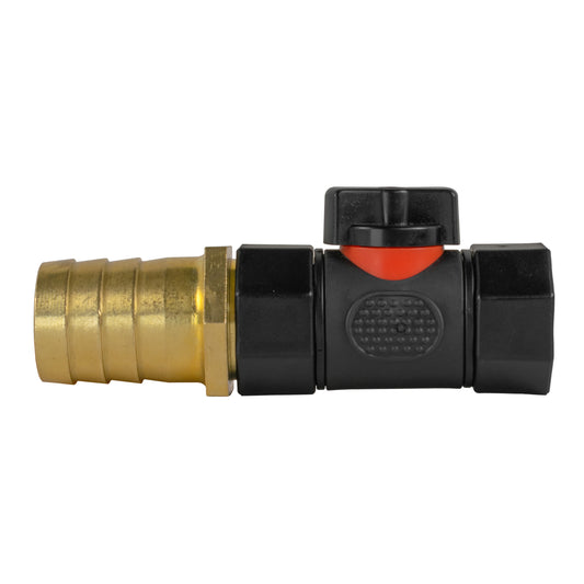 25mm Brass Barb with In-Line BSPF Threaded Valve