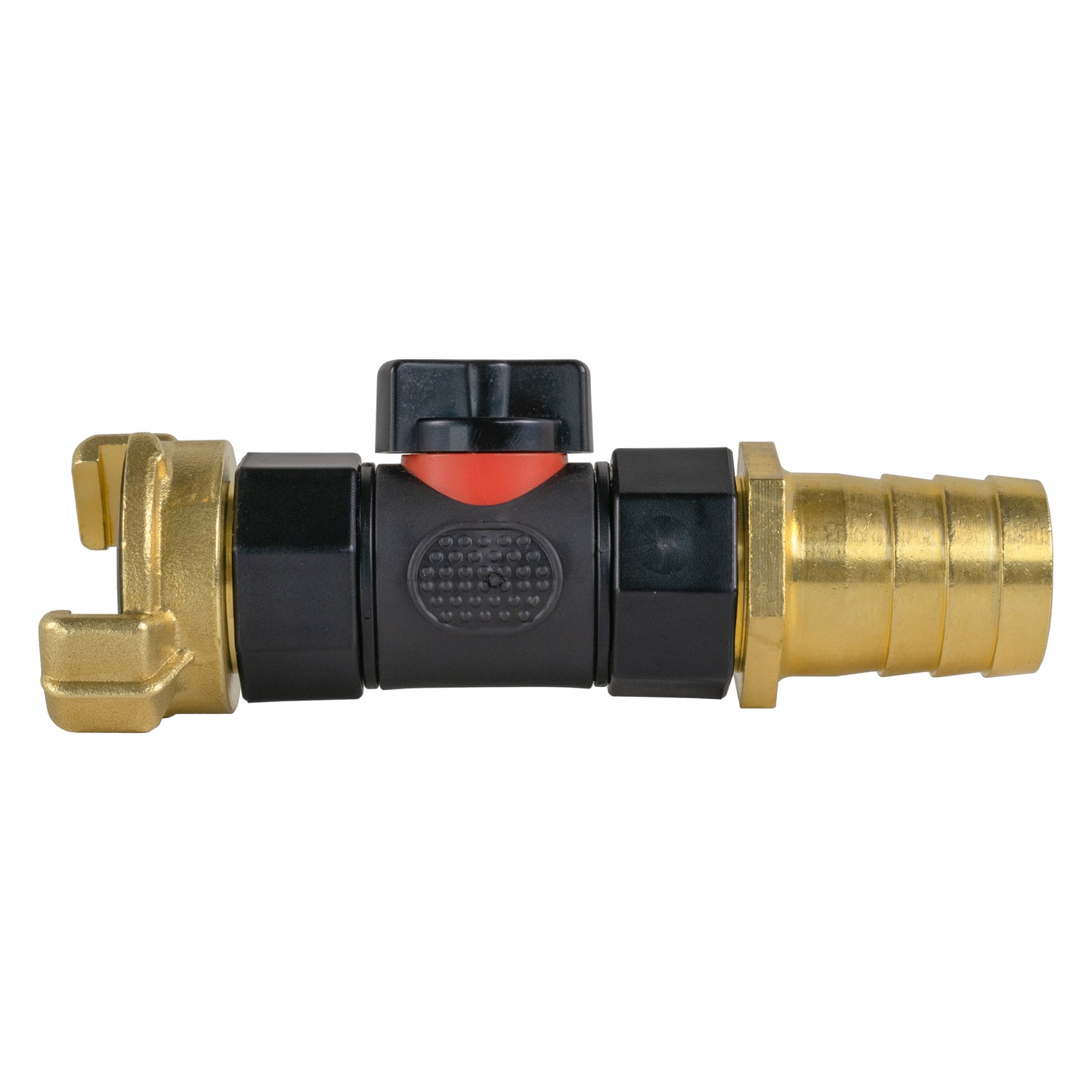 Geka Type Connector with In-Line BSPF Valve and 25mm Brass Barb