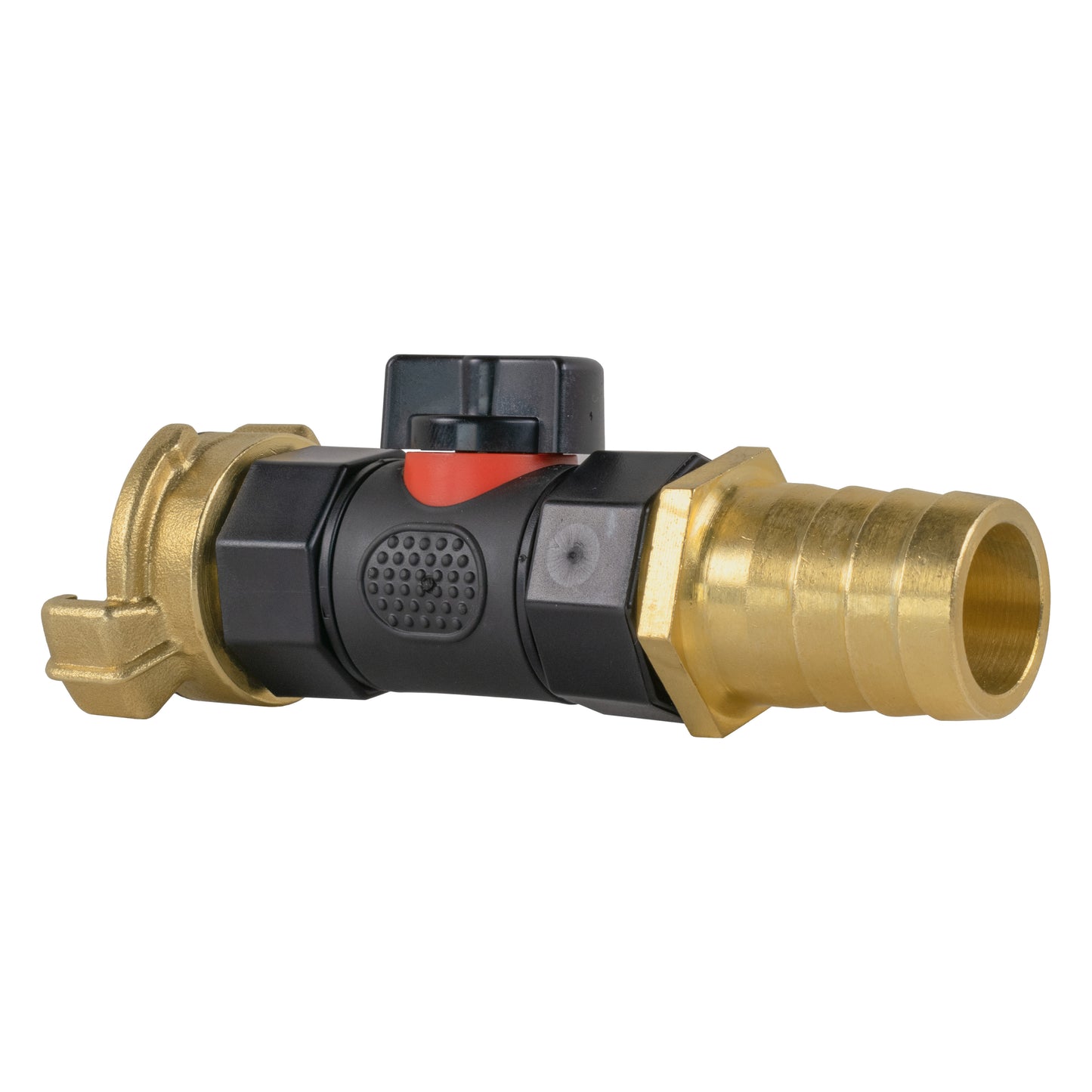 Geka Type Connector with In-Line BSPF Valve and 25mm Brass Barb