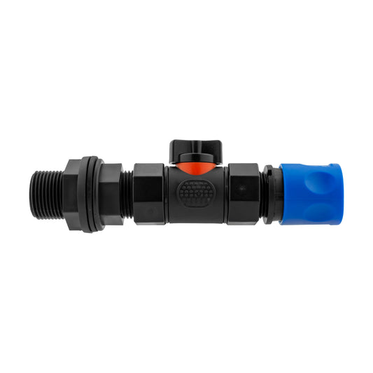 Hose Connector Blue with In-Line BSPF Valve and Water Butt Connector