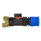 Hose Connector Blue with In-Line BSPF Valve and Geka Type Connector