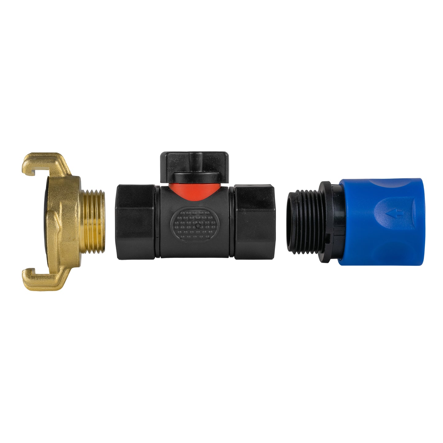 Hose Connector Blue with In-Line BSPF Valve and Geka Type Connector