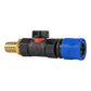 Hose Connector Blue with In-Line BSPF Valve and 19mm Brass Barb