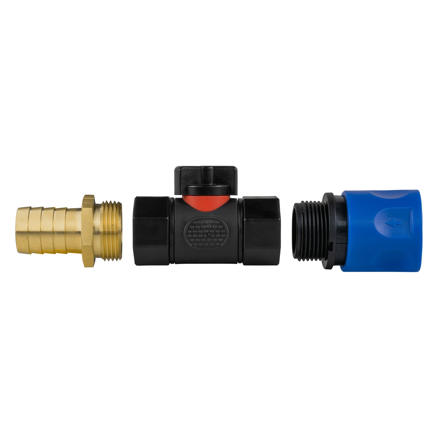 Hose Connector Blue with In-Line BSPF Valve and 19mm Brass Barb