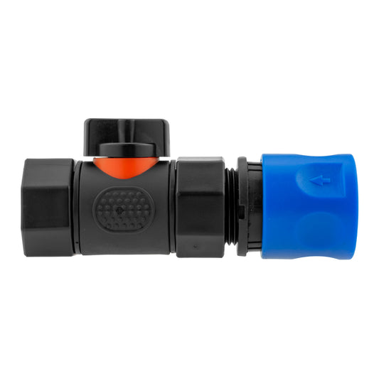 Hose Connector Blue with In-Line BSPF Threaded Valve