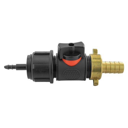 4mm Barb Micro Connector with In-Line BSPM Valve and 13mm Brass Barb