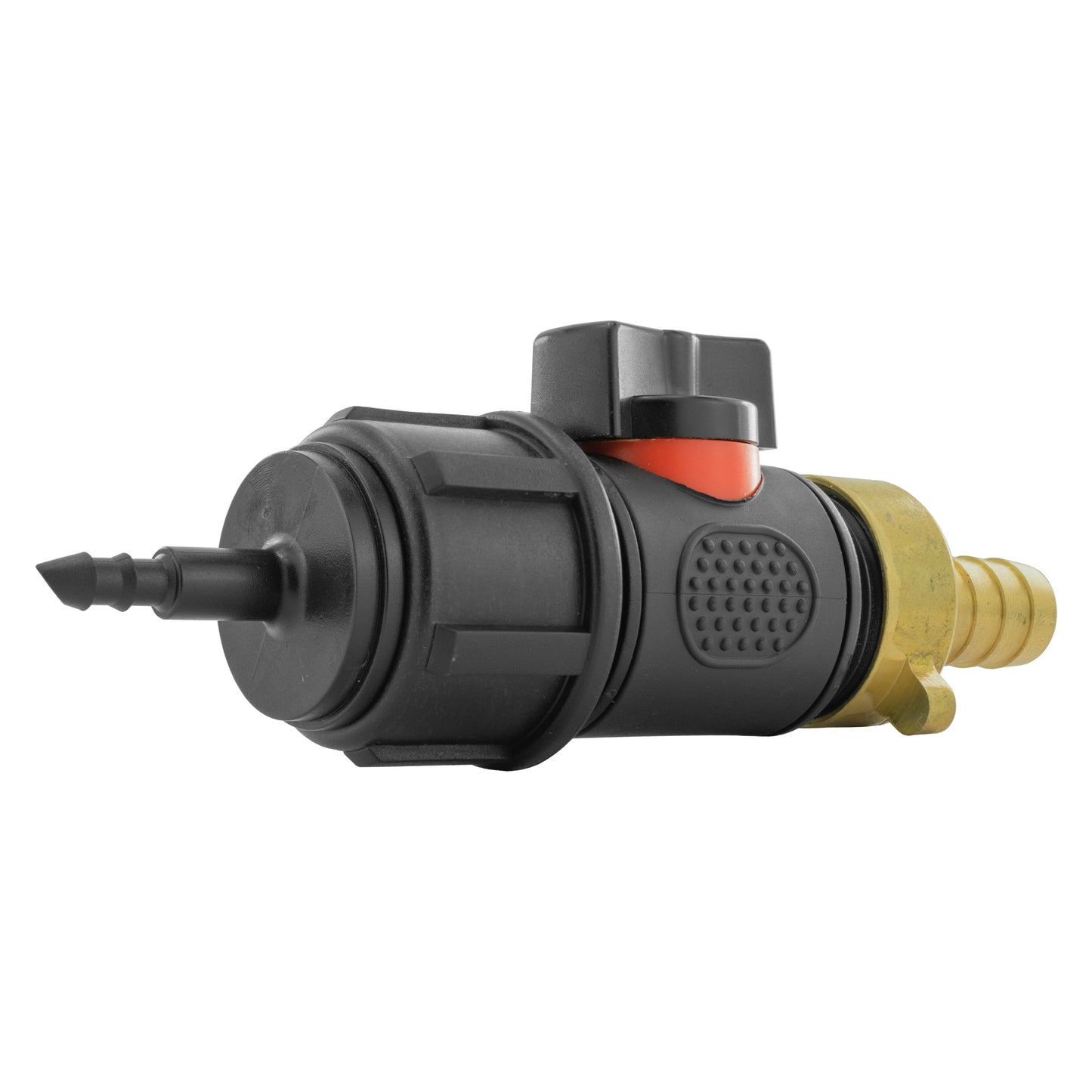 4mm Barb Micro Connector with In-Line BSPM Valve and 13mm Brass Barb