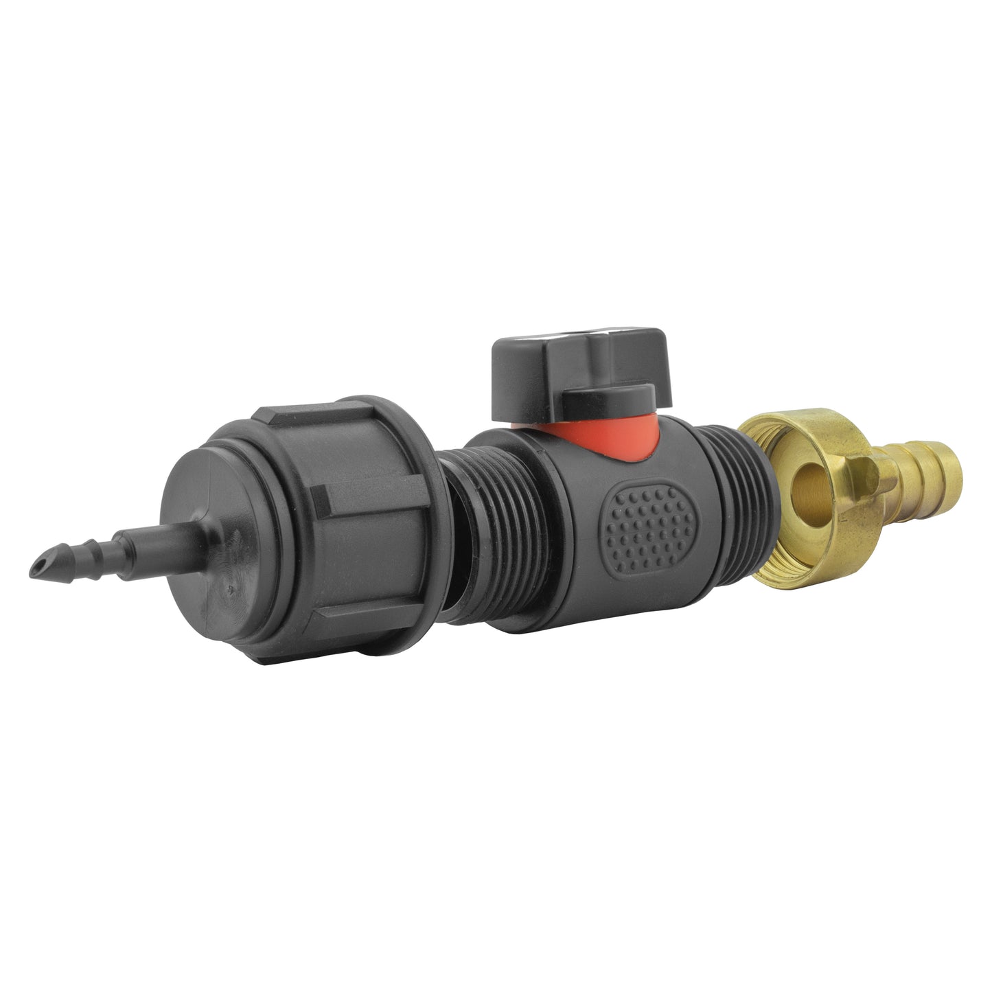 4mm Barb Micro Connector with In-Line BSPM Valve and 13mm Brass Barb