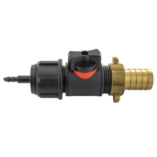 4mm Barb Micro Connector with In-Line BSPM Valve and 19mm Brass Barb