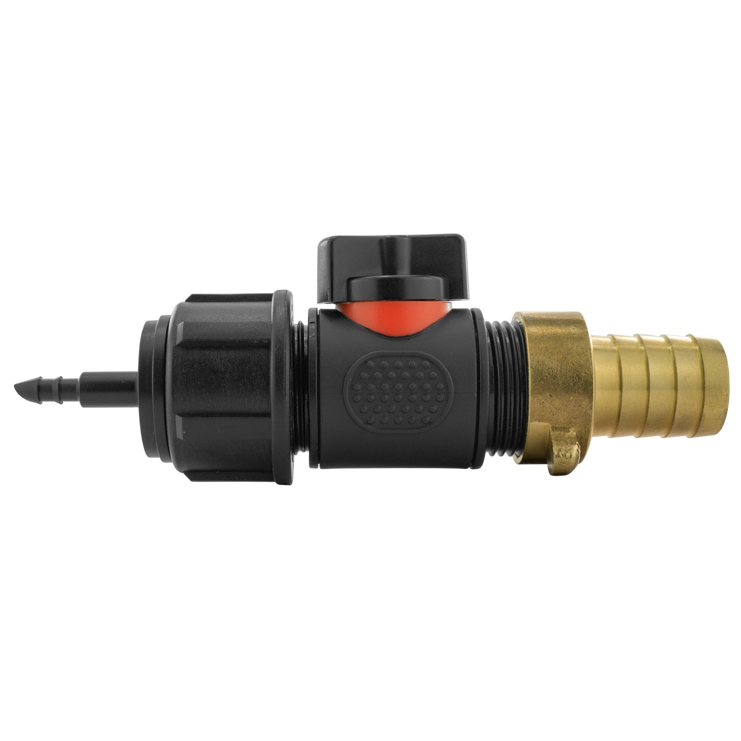 4mm Barb Micro Connector with In-Line BSPM Valve and 19mm Brass Barb