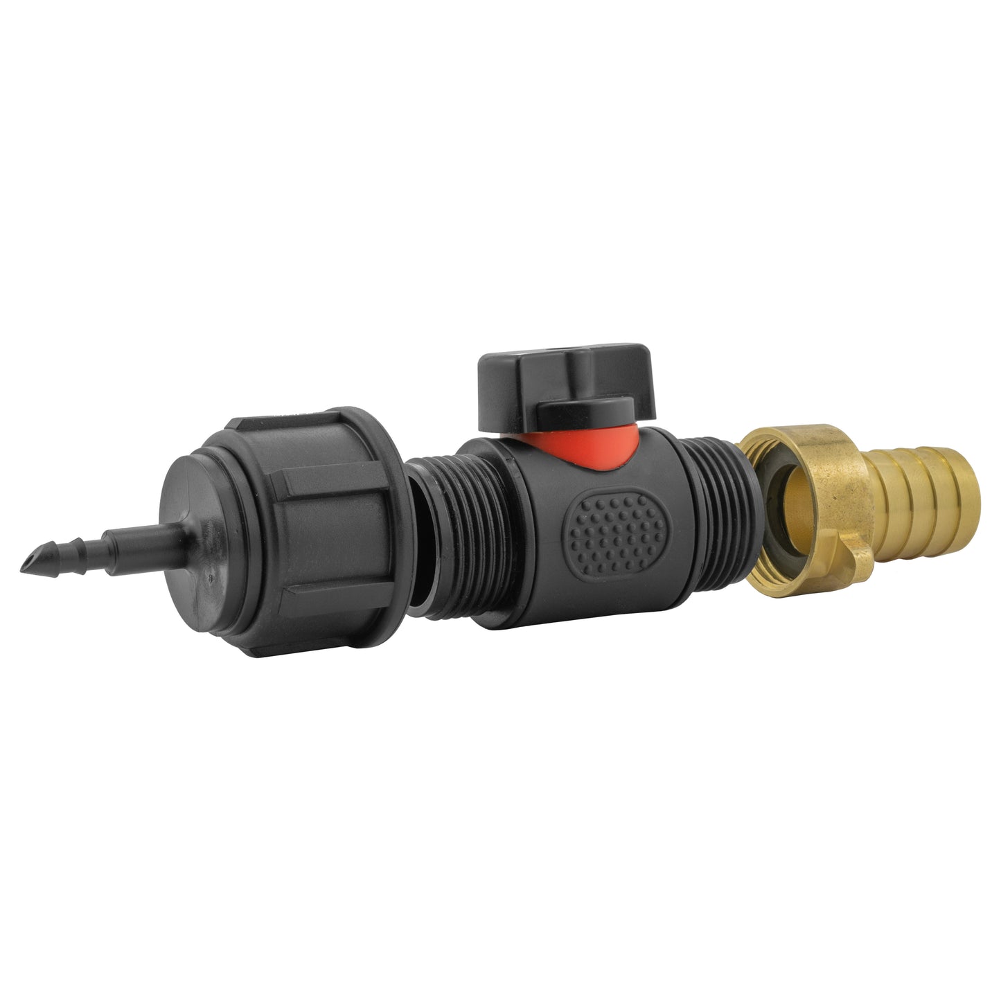 4mm Barb Micro Connector with In-Line BSPM Valve and 19mm Brass Barb