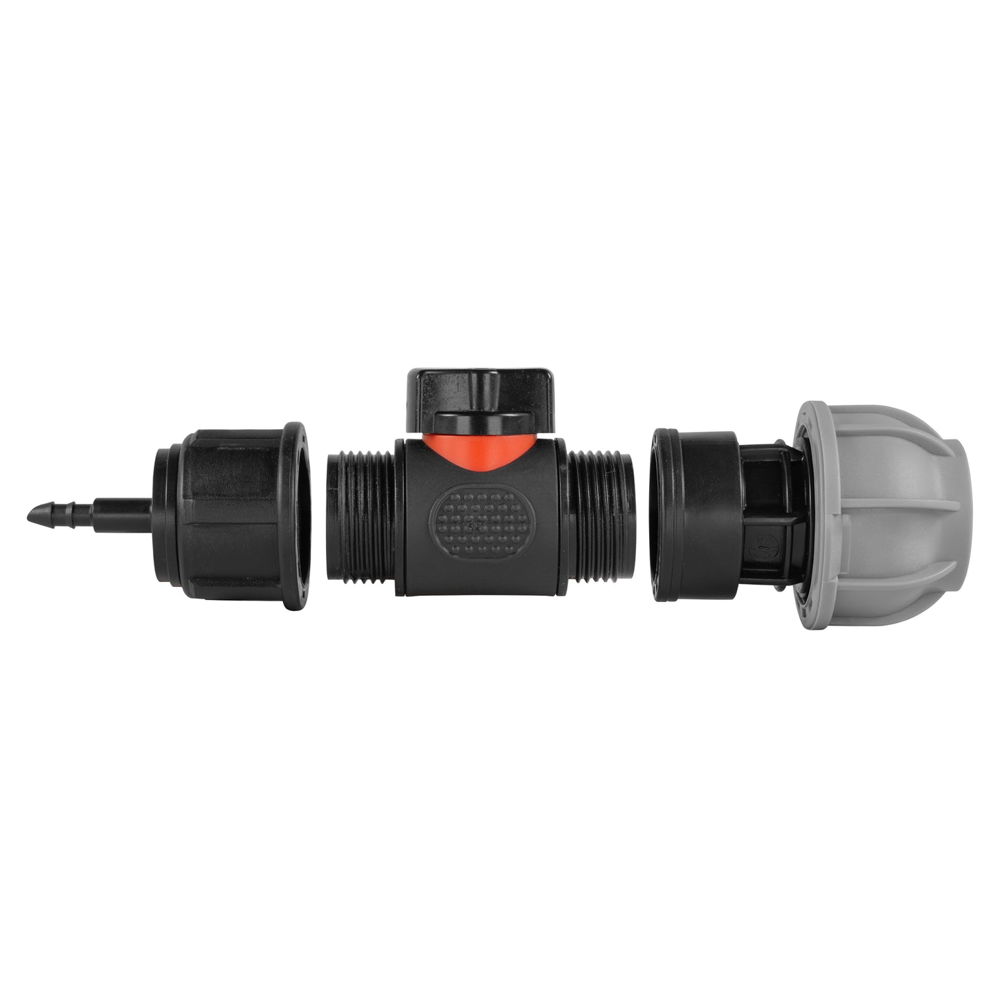 4mm Barb Micro Connector with In-Line BSPM Valve and 20mm MDPE Straight