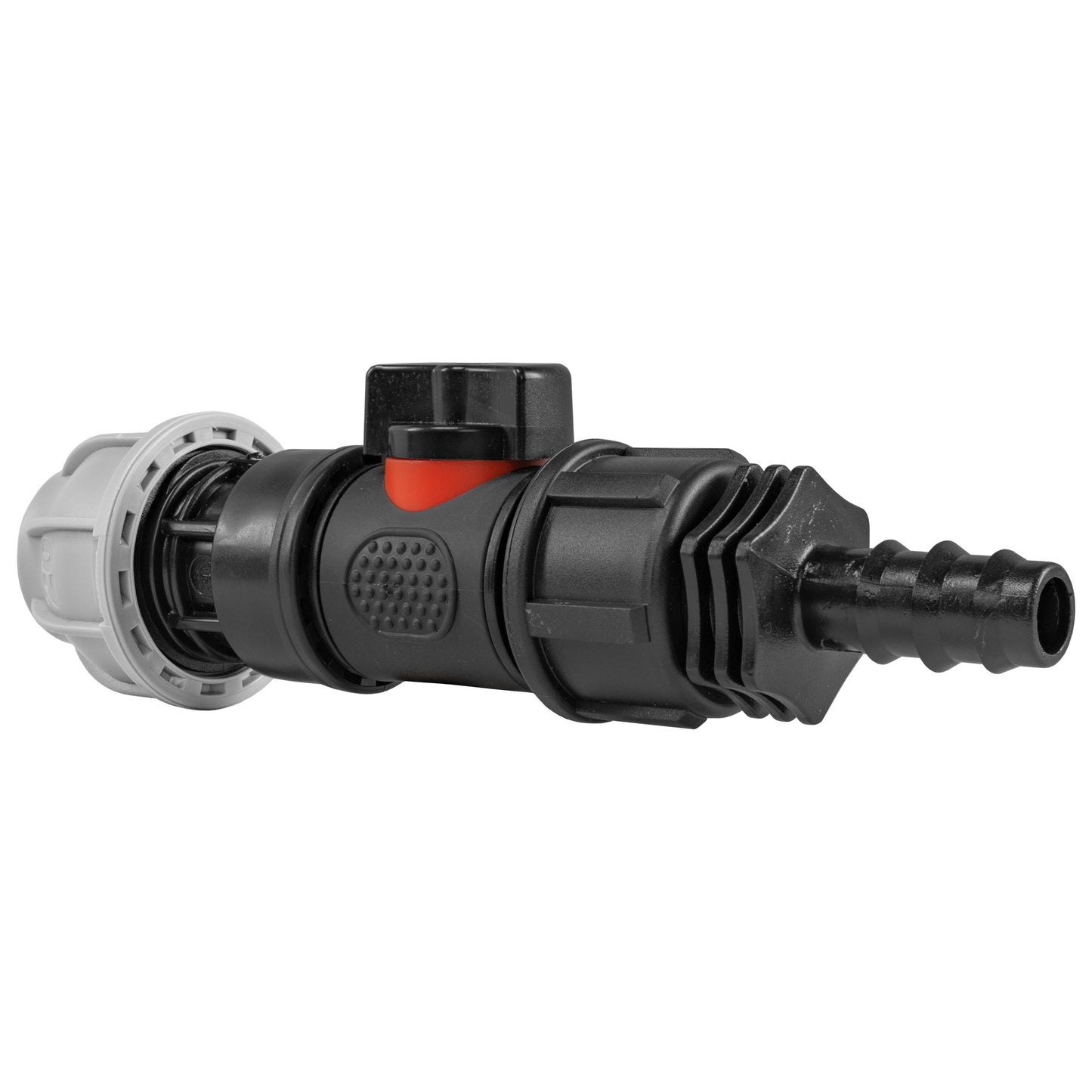 20mm MDPE Straight with In-Line BSPM Valve and 16mm Barbed Straight