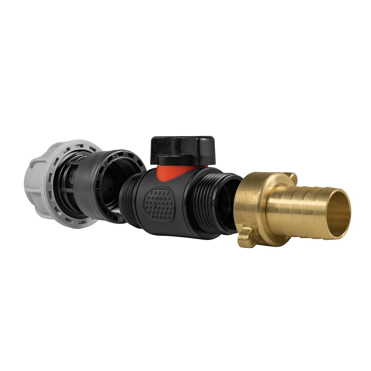 20mm MDPE Straight with In-Line BSPM Valve and 19mm Brass Barb