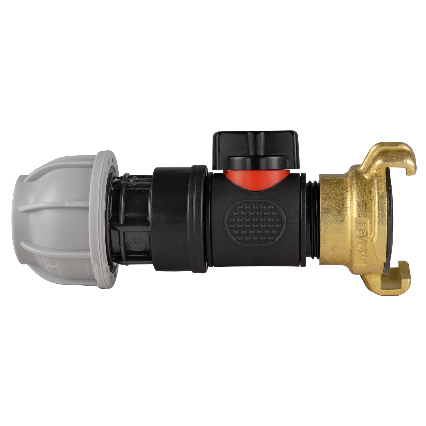 20mm MDPE Straight with In-Line BSPM Valve and Geka Type Connector