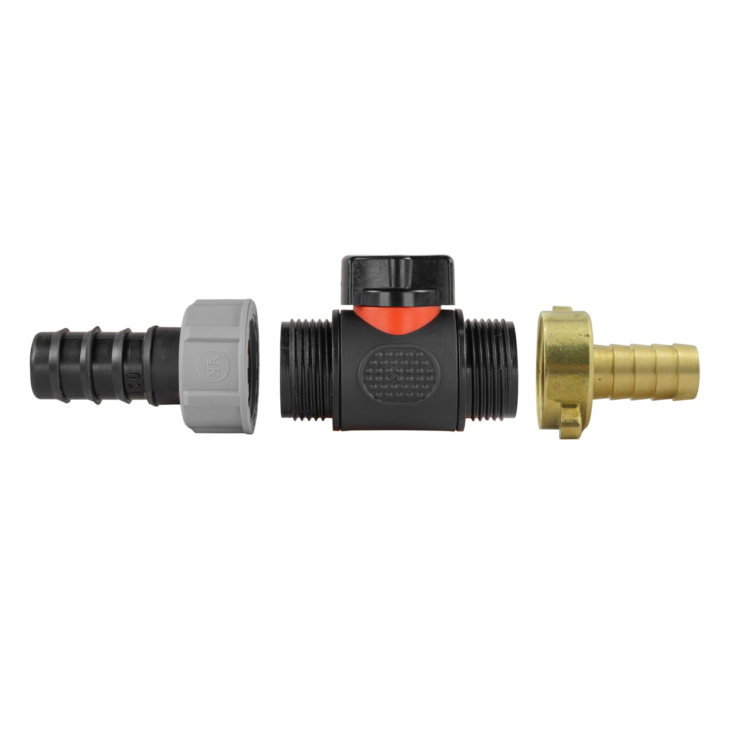 20mm Barbed Straight with In-Line BSPM Valve and 13mm Brass Barb