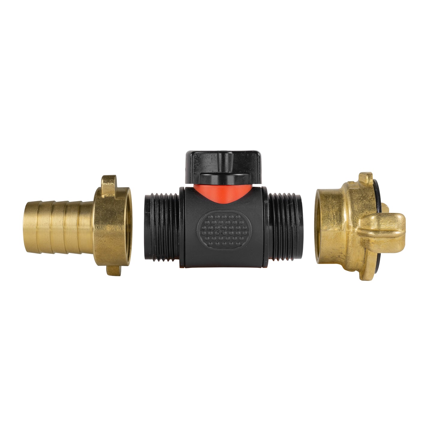 19mm Brass Barb with In-Line BSPM Valve and Geka Type Connector