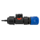 Hose Connector Blue with In-Line BSPM Valve and 4mm Barb Micro Connector