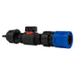 Hose Connector Blue with In-Line BSPM Valve and 4mm Barb Micro Connector