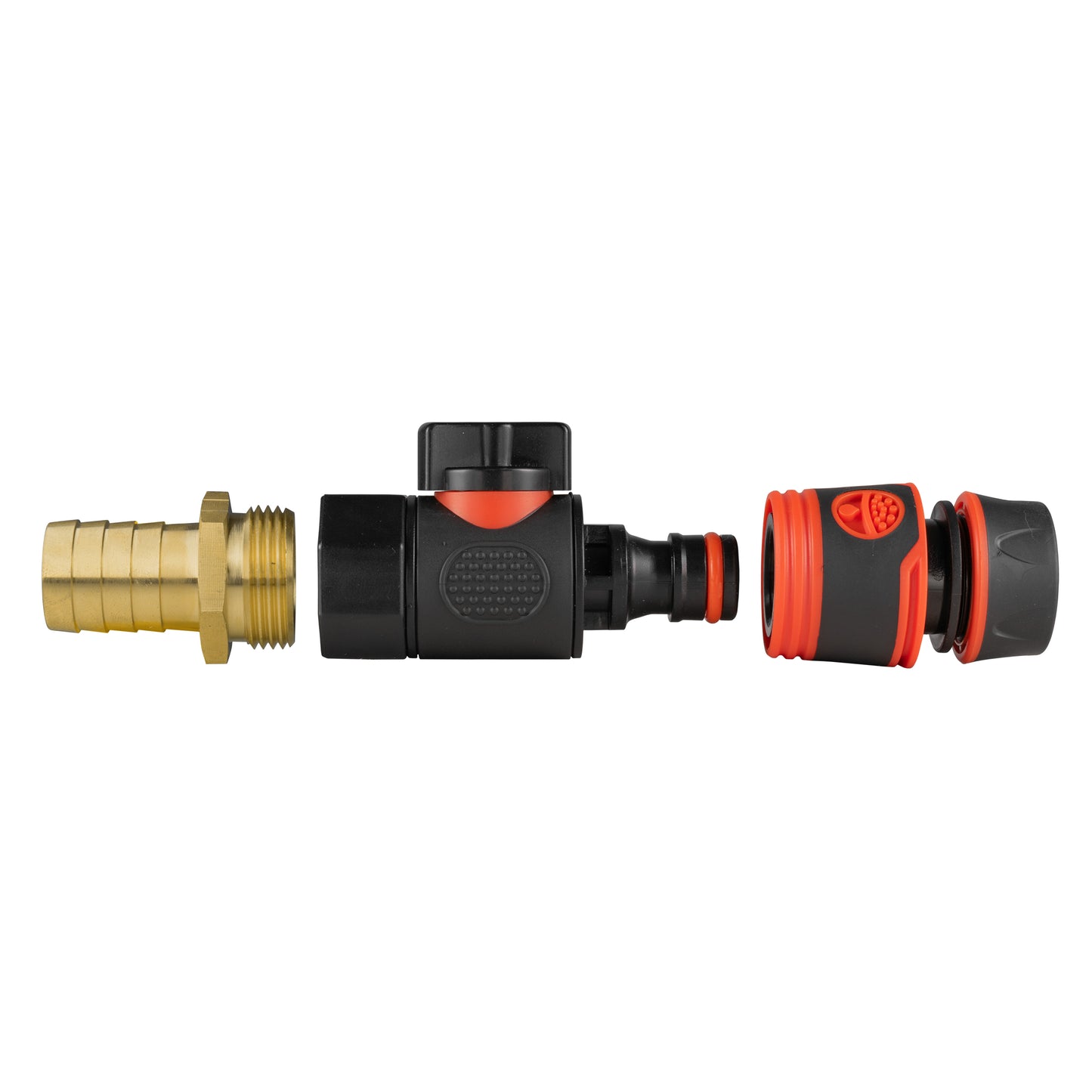 19mm Brass Barb with BSPF-Quick Connect Valve & Hose Connector Black Soft