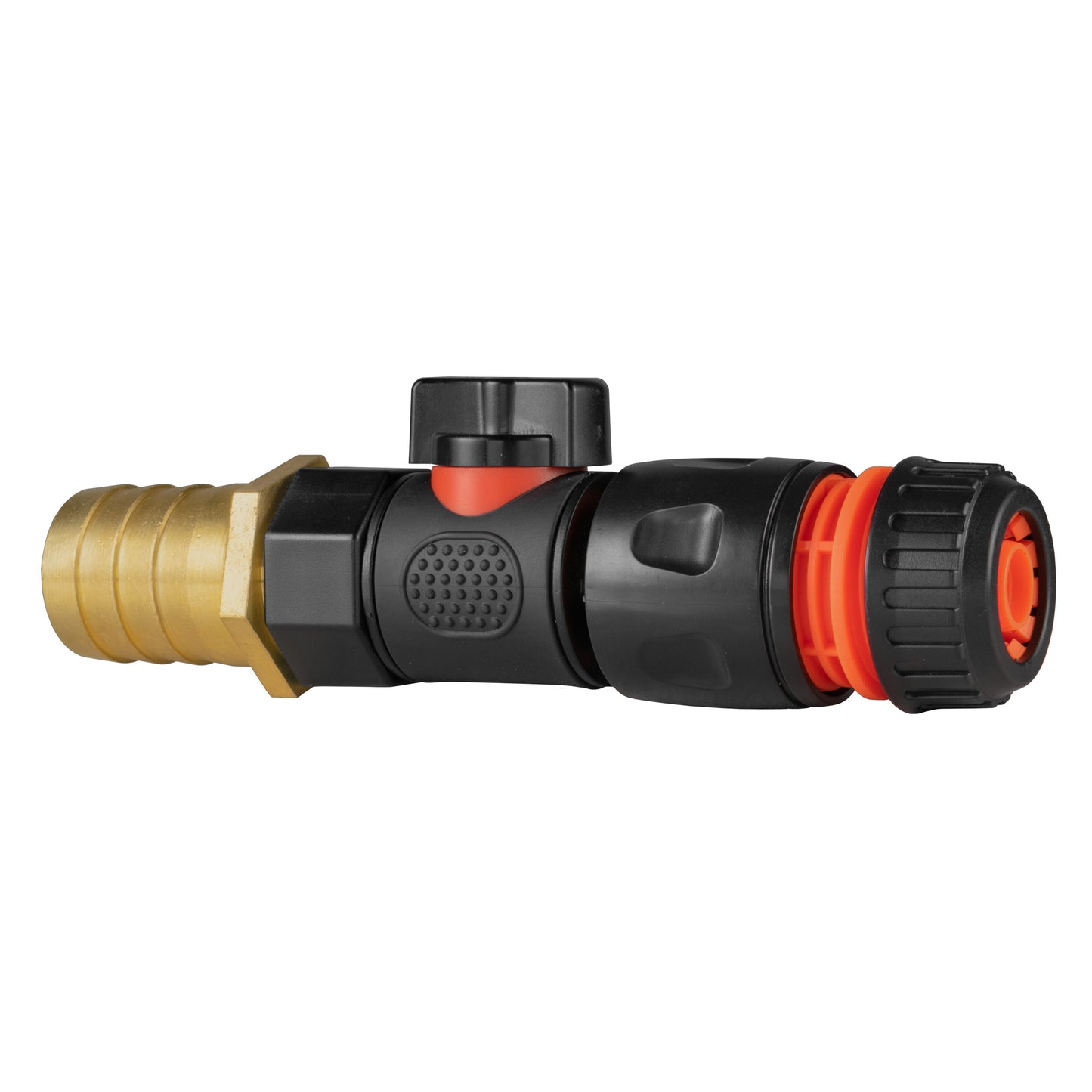 25mm Brass Barb with BSPF-Quick Connect Valve & Hose Connector Black