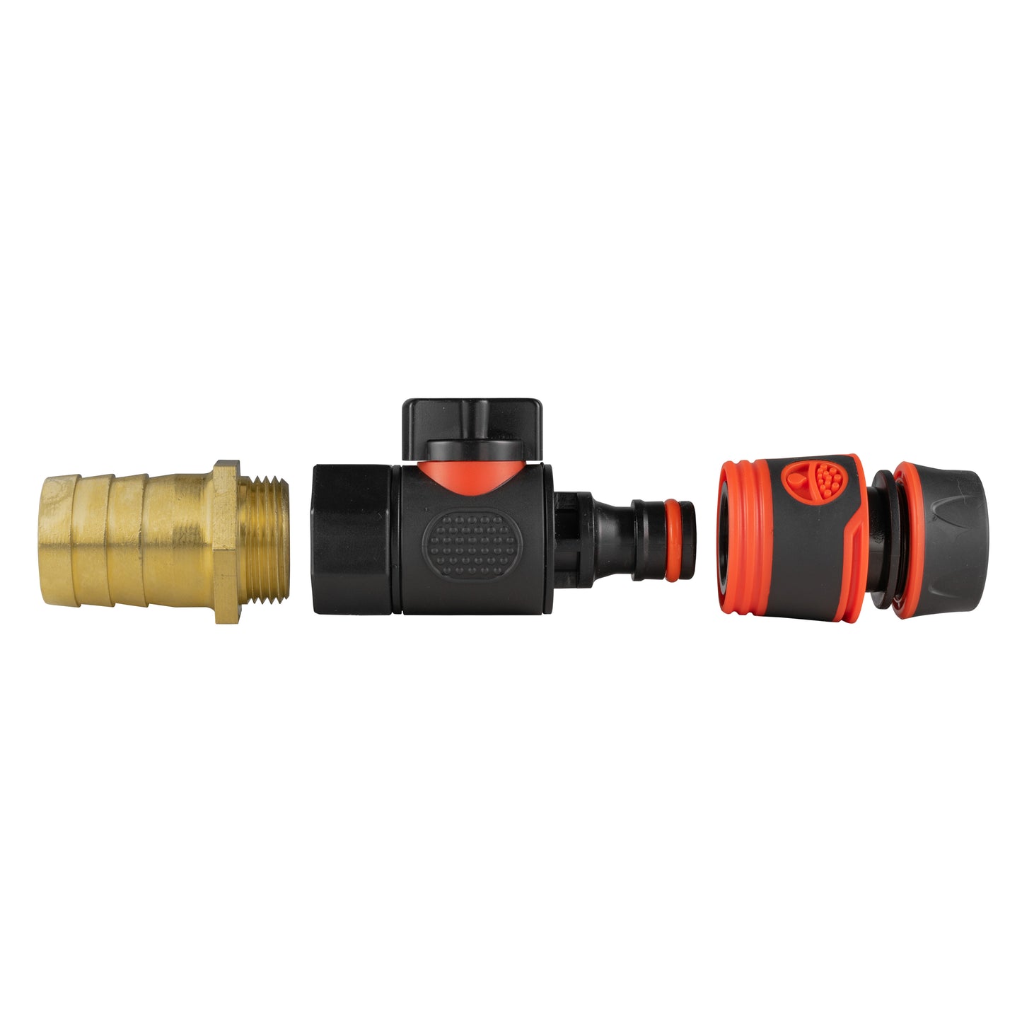 25mm Brass Barb with BSPF-Quick Connect Valve & Hose Connector Black Soft