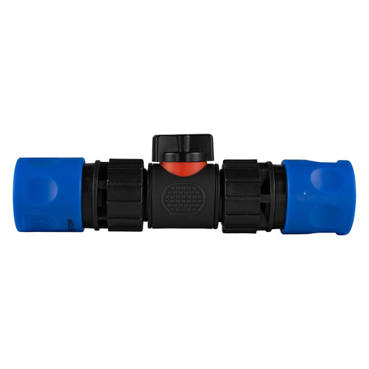 In-Line BSPM Valve with 2 x Hose Connectors Blue