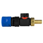 Hose Connector Blue with In-Line BSPM Valve and 13mm Brass Barb