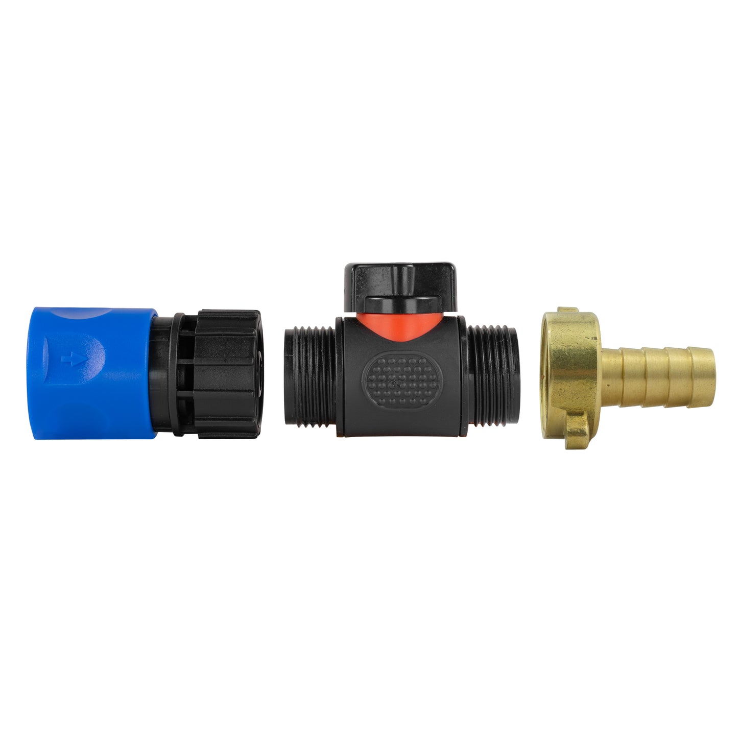 Hose Connector Blue with In-Line BSPM Valve and 13mm Brass Barb