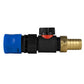 Hose Connector Blue with In-Line BSPM Valve and 19mm Brass Barb