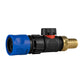 Hose Connector Blue with In-Line BSPM Valve and 19mm Brass Barb