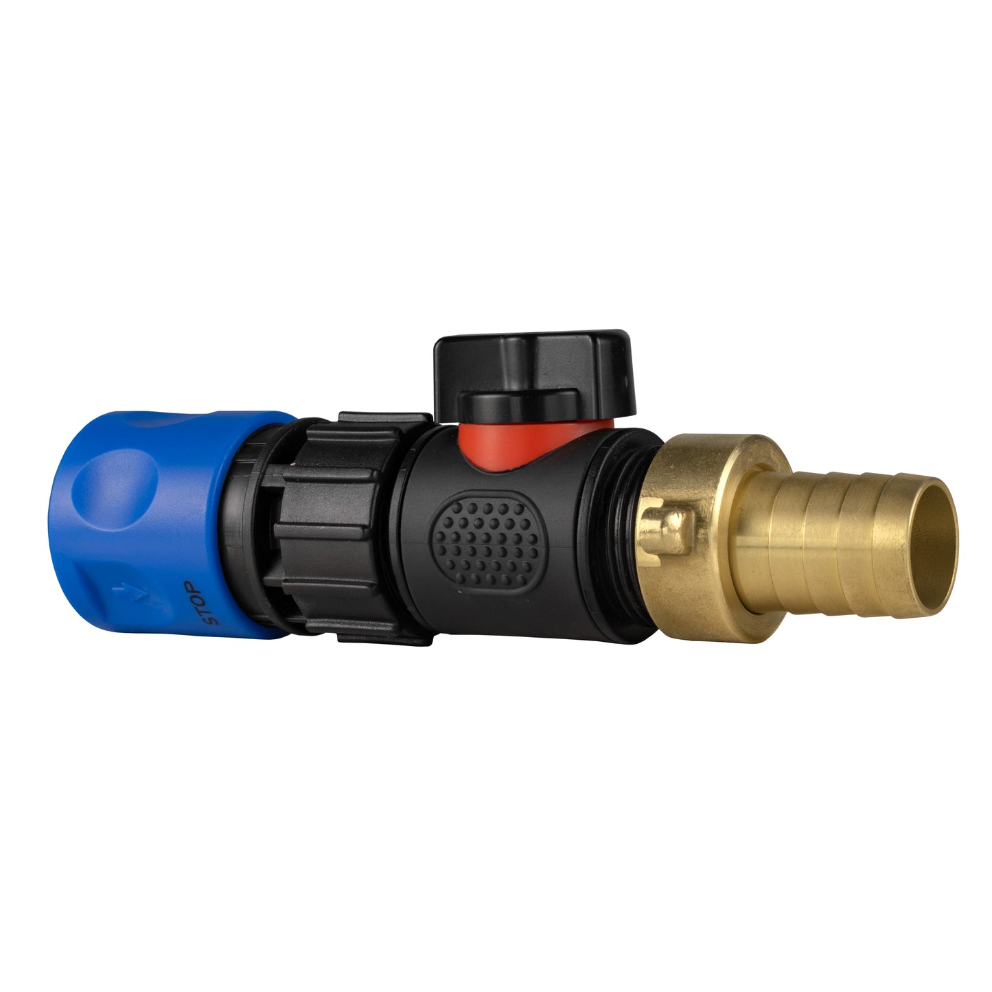 Hose Connector Blue with In-Line BSPM Valve and 19mm Brass Barb