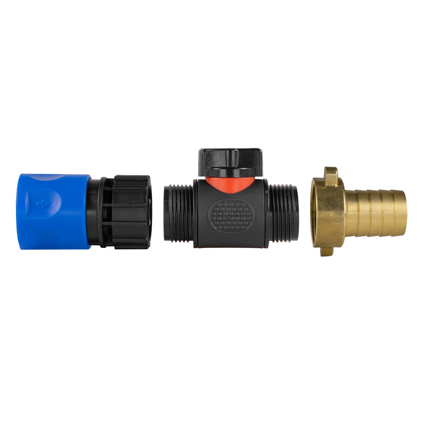 Hose Connector Blue with In-Line BSPM Valve and 19mm Brass Barb