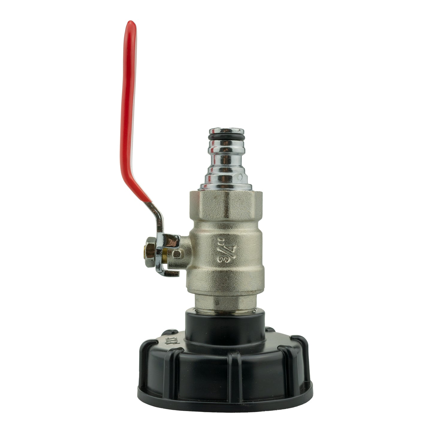 IBC 2” S60X6 Cap with Lever Valve and Male Quick Connector Zinc