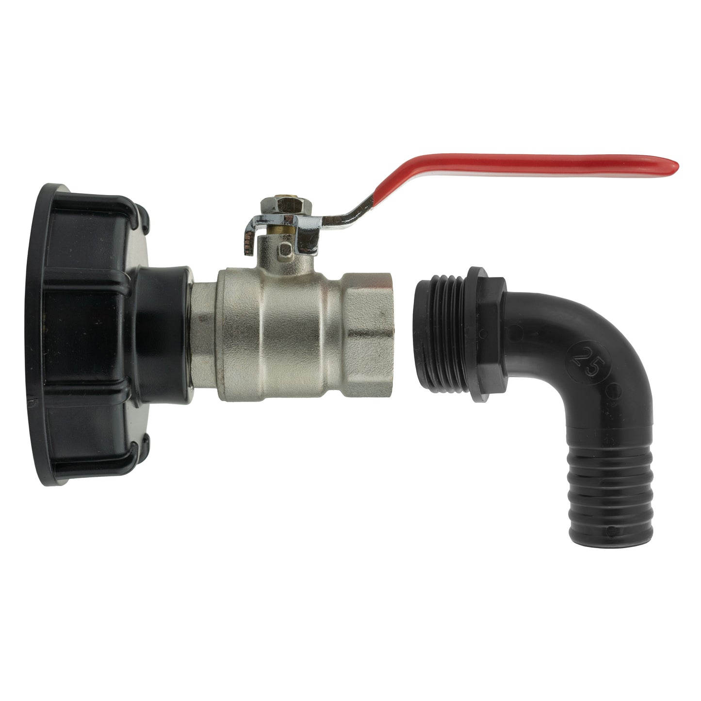 IBC 2” S60X6 Cap with Lever Valve and 25mm Barbed Pond Connector