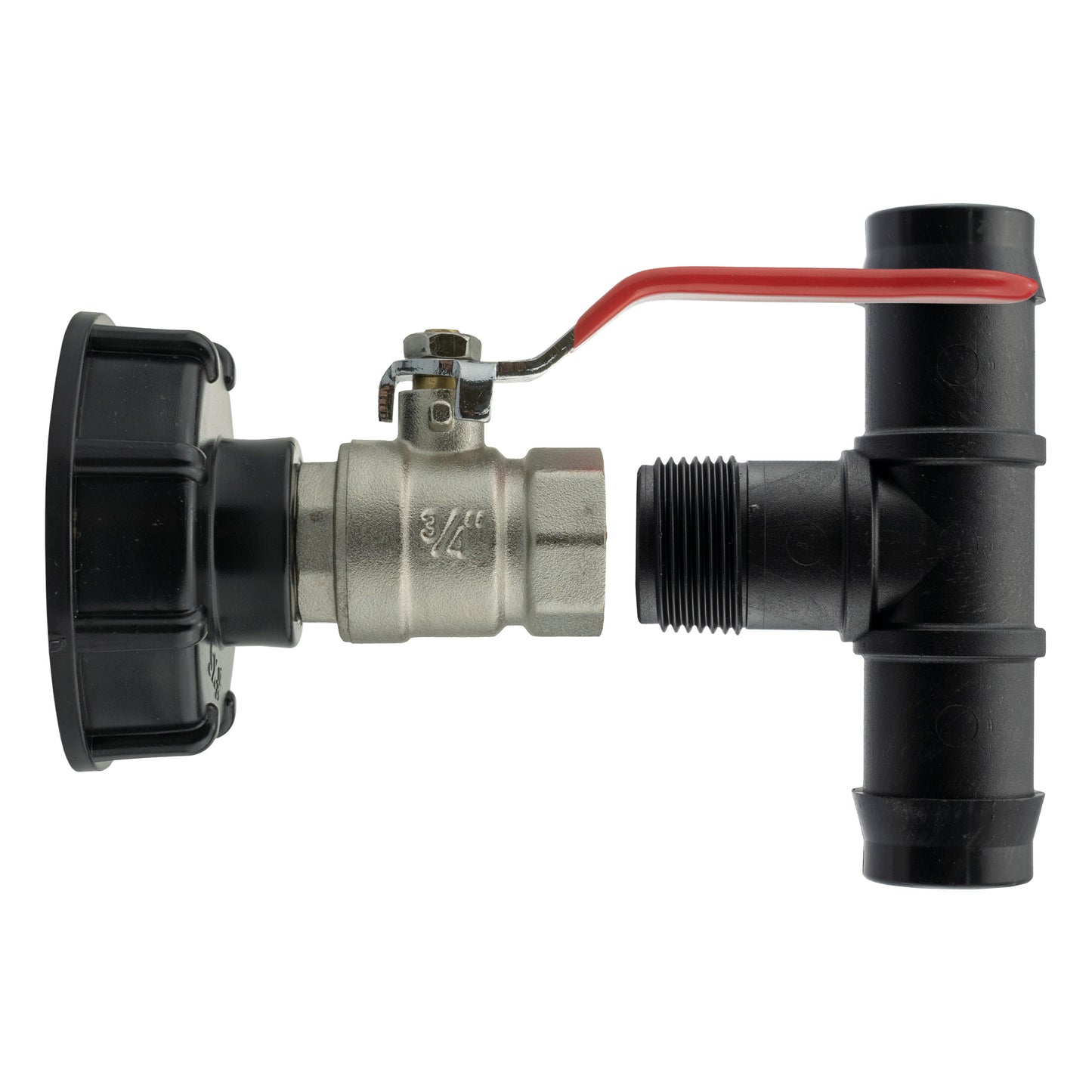 IBC 2” S60X6 Cap with Lever Valve and 19mm Barbed Tee