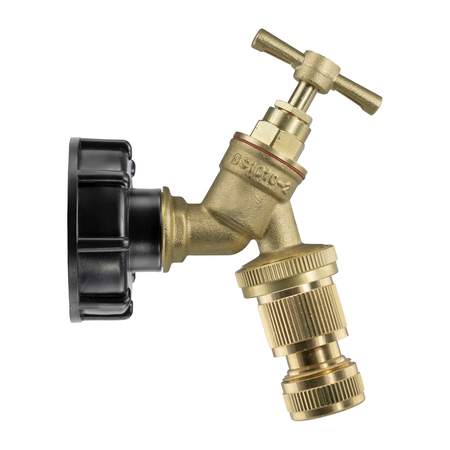 IBC 2” S60X6 Cap with Brass Bib Quick Connect Tap and Hose Connector